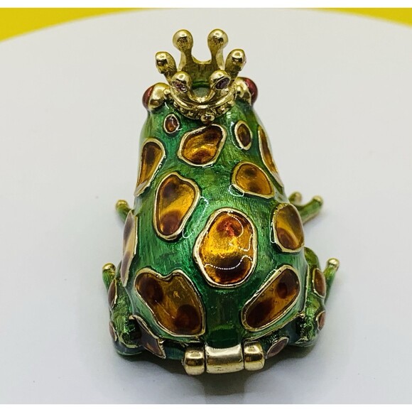 Monet King Frog Mini Trinket Ring Box Jeweled Enamel Magnetic Closure Original - Picture 5 of 11